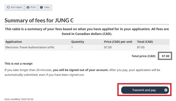 Canada eTA 관광비자 신청