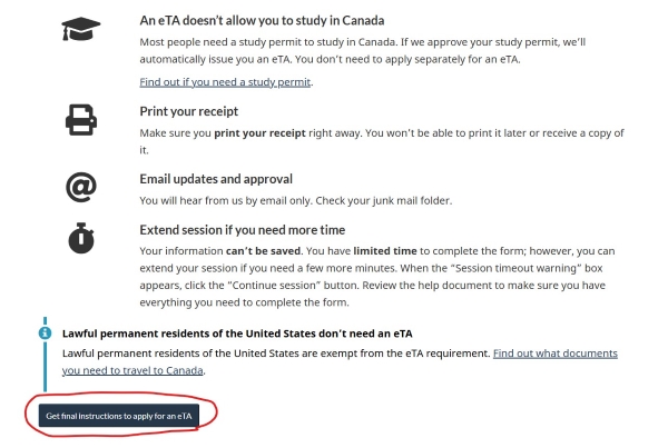 Canada eTA 관광비자 신청
