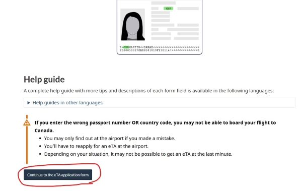 Canada eTA 관광비자 신청