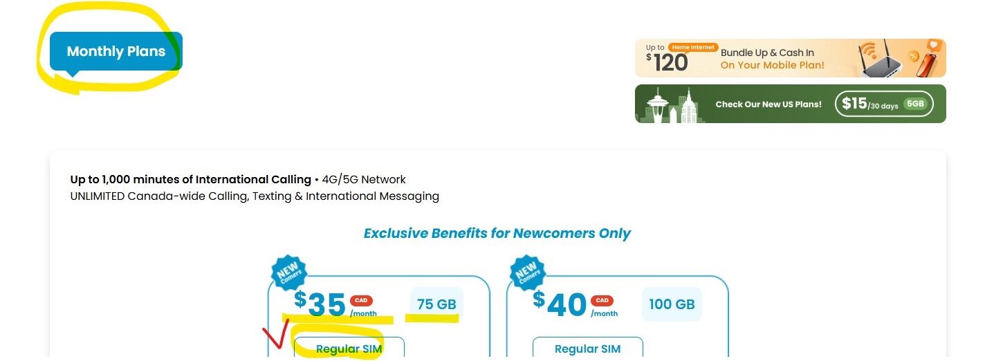 캐나다 장기 유심