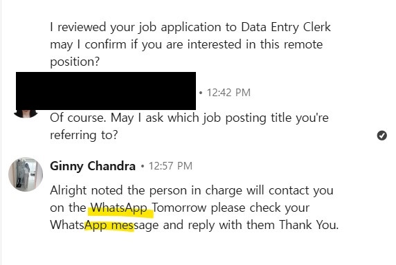 LinkedIn 재택근무 스캠, LinkedIn remote scam