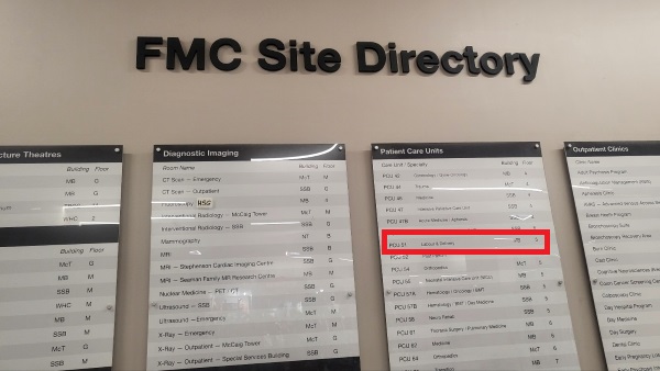 캘거리 풋힐 병원 분만실, calgary foothills labour and delivery services